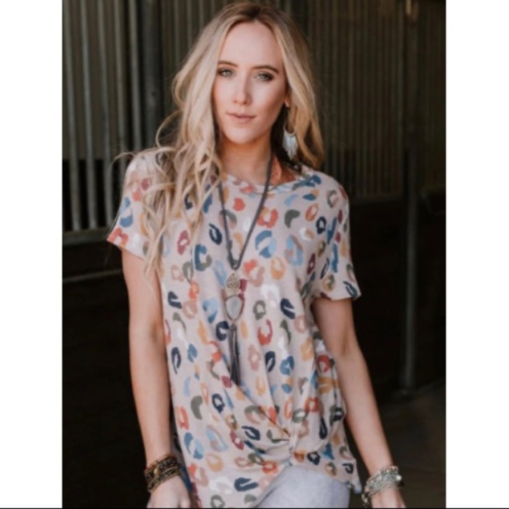 Multicolored Leopard Print Tee